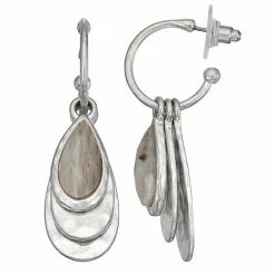 Bella Uno Stacked Grey Agate Teardrop Earrings