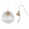 Bella Uno Two Tone Hammered Disc Earrings