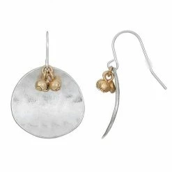 Bella Uno Two Tone Hammered Disc Earrings