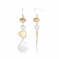 Bella Uno Metallic Beaded Multi-Drop Earrings