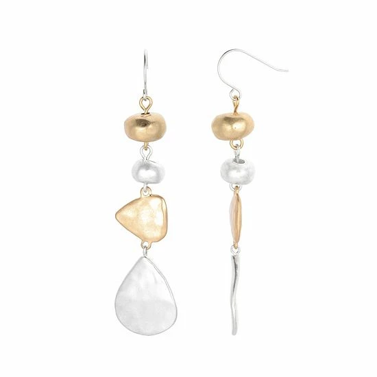 Bella Uno Metallic Beaded Multi-Drop Earrings 3 Bella Uno Metallic Beaded Multi-Drop Earrings
