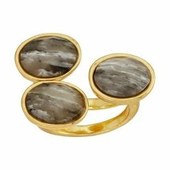 Bella Uno Grey Agate Ring Gold Tone