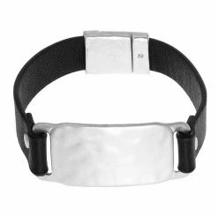 Bella Uno Leather & Metallic ID Boyfriend Bracelet Silver Tone -Bella Uno Shop unnamed file 84