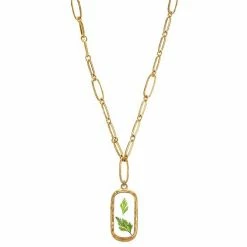 Bella Uno Zinc Gold Tone Pressed Flower Fern Necklace