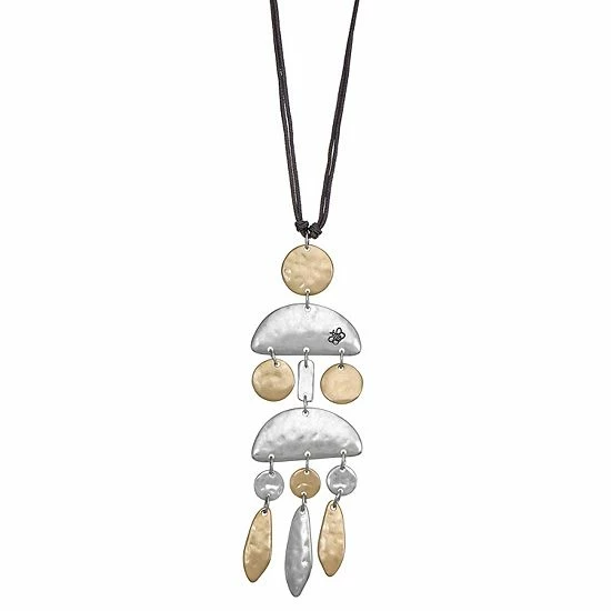 Bella Uno Geometric Chandelier Pendant Necklace Two Tone 4 Bella Uno Geometric Chandelier Pendant Necklace Two Tone - Image 2